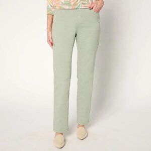 DENIM & CO. Women's Comfy Knit Straight Leg Pull-On Jean Size SP In Alpine Frost